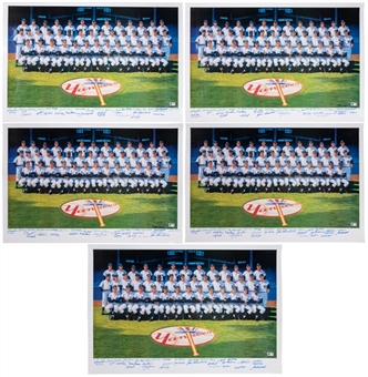 Lot of (5) 1961 World Series Champion Yankees Team Signed Art Print Posters (#73,74,481,482 & 519 Out Of 1000) (Beckett)